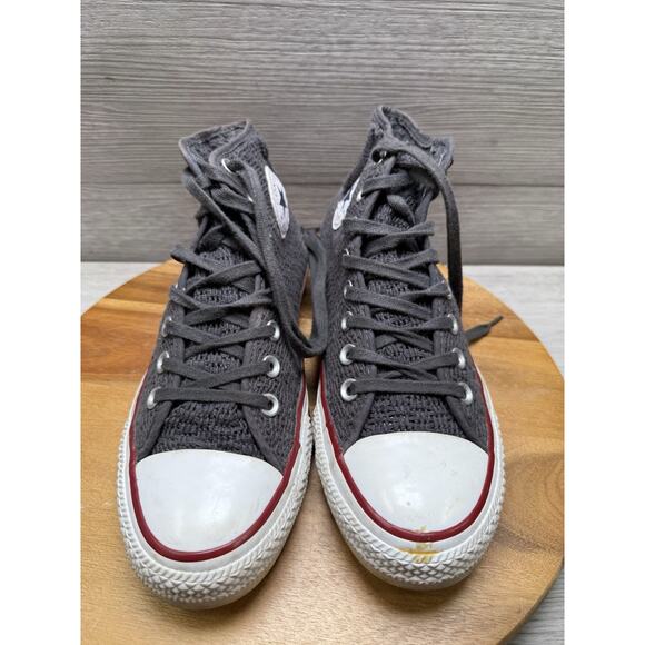 Converse Shoes Womens 9 Chuck Taylor All Star High Top Crochet Sneakers Gray - Picture 4 of 10
